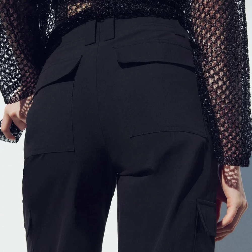 Zara straight cargo pants Black NWT size XXL_4